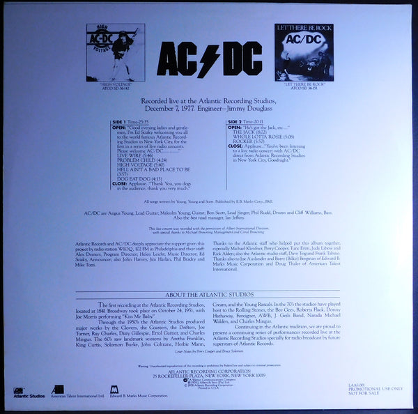 AC/DC LIVE FROM ATLANTIC STUDIOS